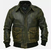 Leather Flight Jacket for Men with Distressed Vintage Bomber Design