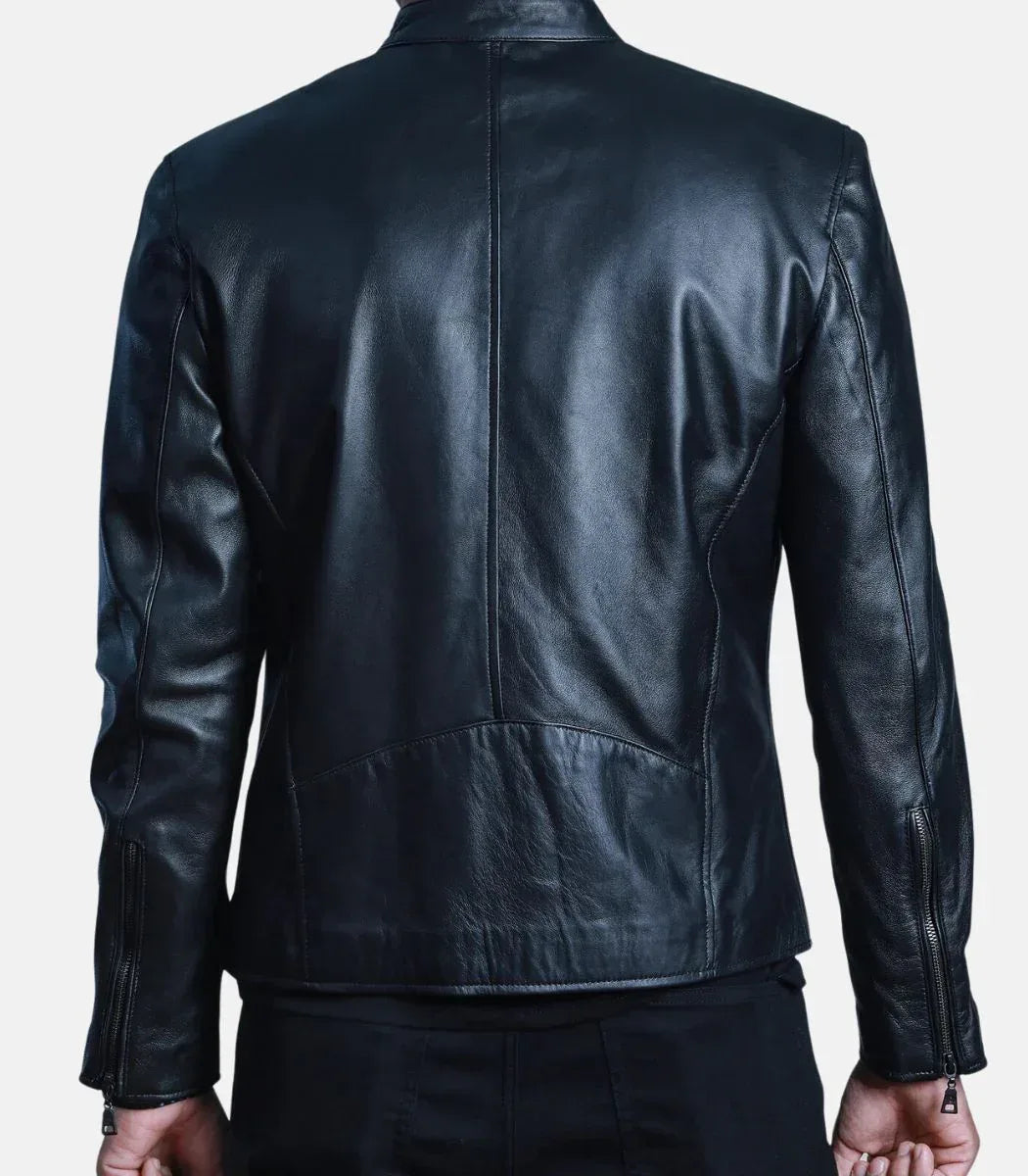 minimalist leather jacket mens black