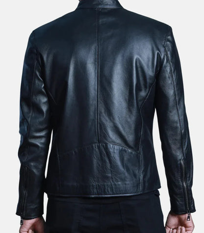 minimalist leather jacket mens black