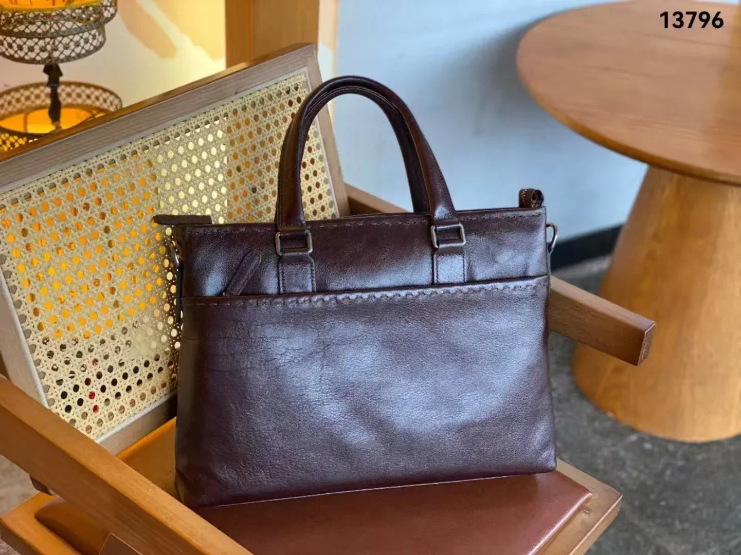 Men Genuine Leather Business Travel Laptop Bag 1