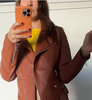 Brown Faux Leather Jacket for Women – Belted Biker Style