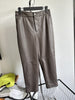 Womens genuine leather high waisted cropped pants Coffee Brown S