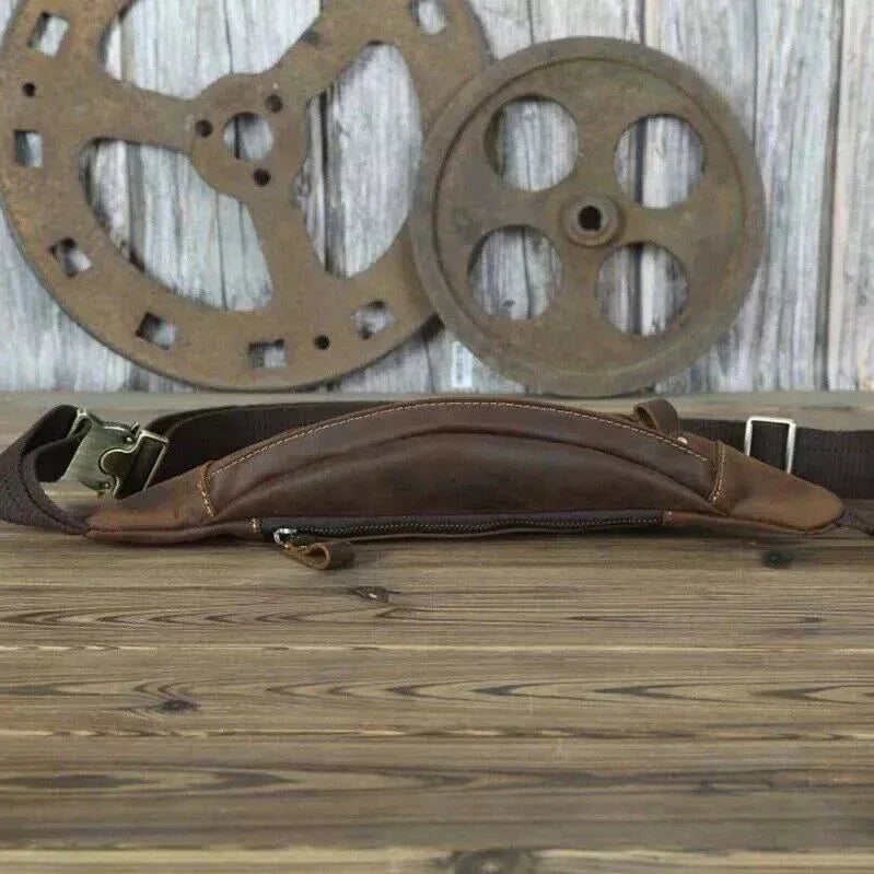 Leather Bum Bag Men Genuine Leather Waist Chest Crossbody Bag