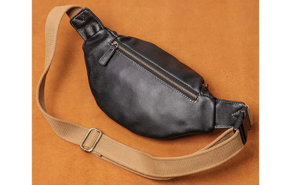 Mens Leather Sling Bag Black Crossbody Leather Sling Bag