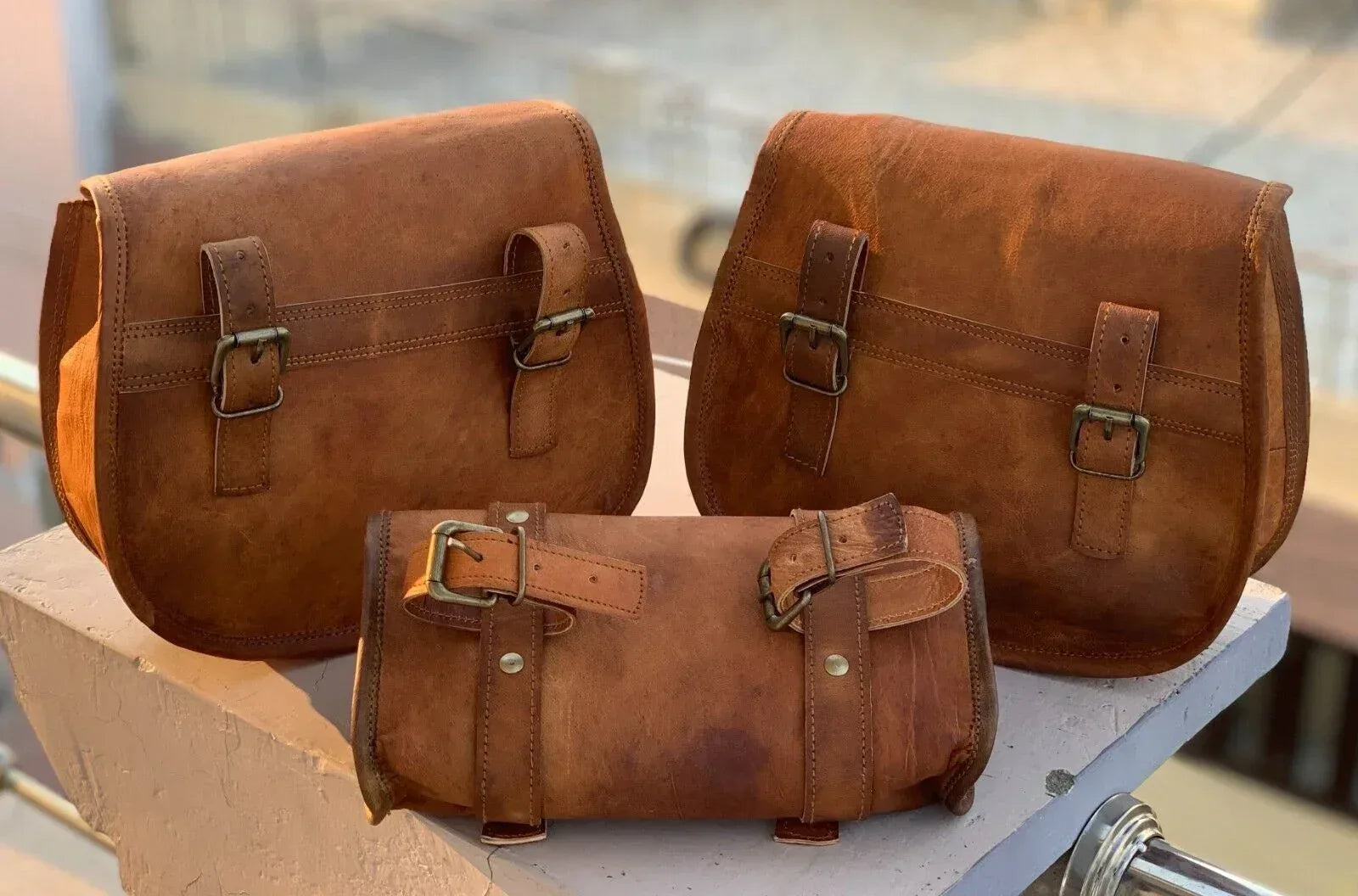 Leather Motorcycle Saddlebags Pouch Leather Panniers