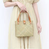 Nordic mini woven straw tote with leather handles