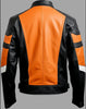 leather jacket man snap collar black