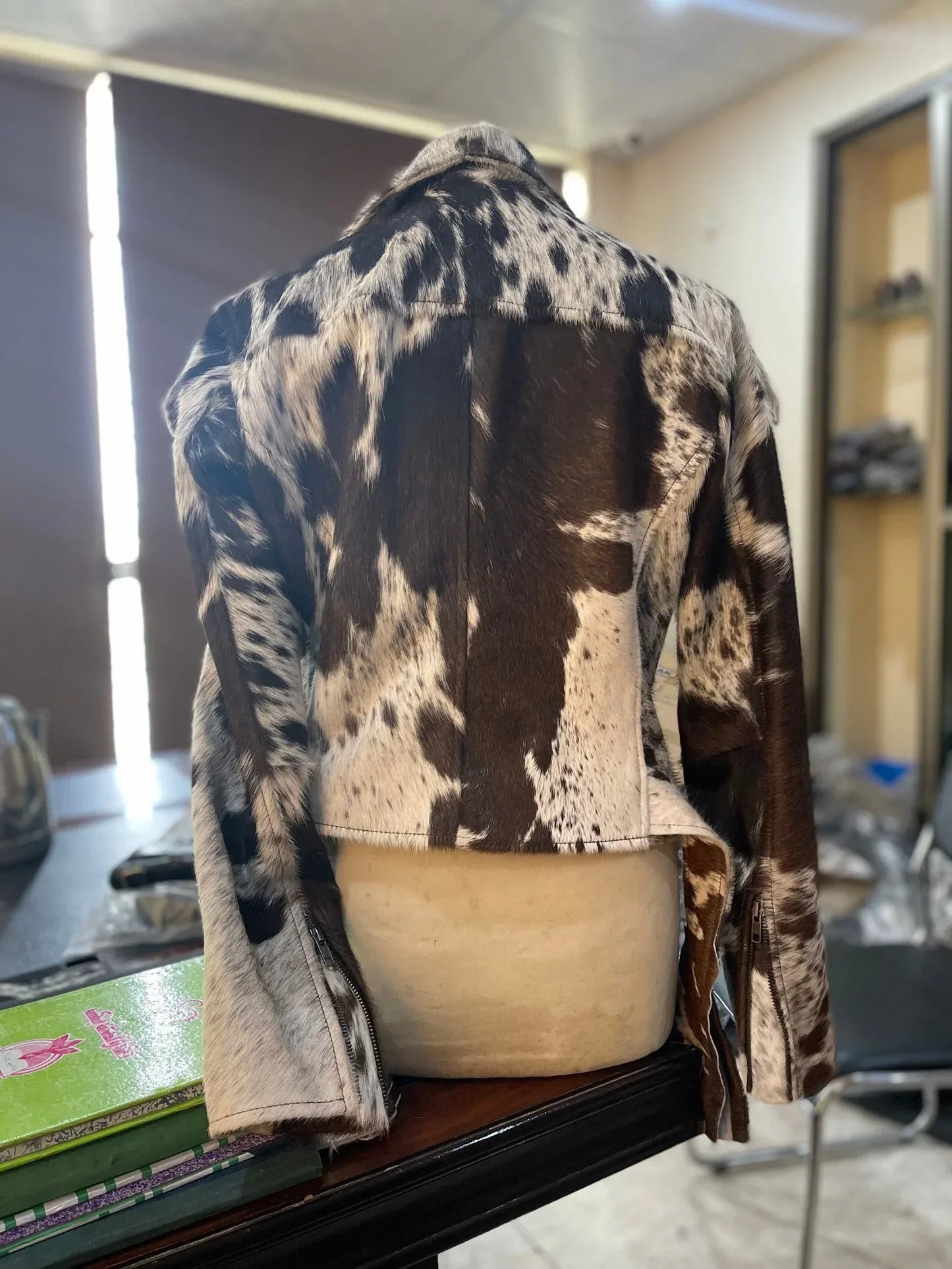 Real Cowhide Jacket Womens Hair On Hide Fur Coat