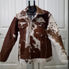 brown white cowhide jacket men western style