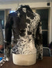 cowhide jacket women black white hair on hide