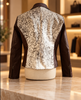 Cowhide Coat for Women in Brown Leather and White Hair-on Hide
