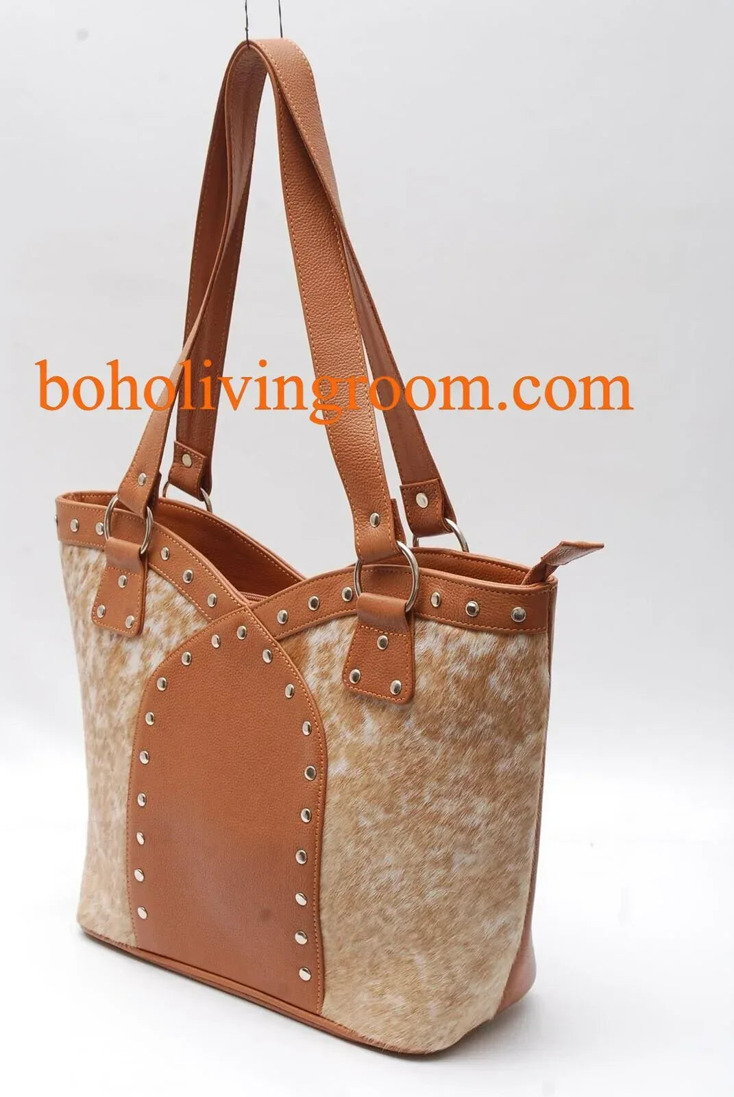 Cowhide shoulder bag leather tote purse speckled