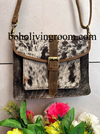 cowhide fur crossbody bag women cow hair leather purse