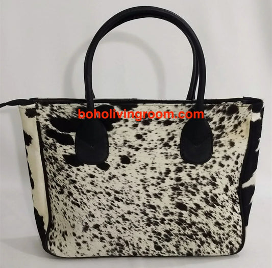 Cowhide tote bag leather shoulder handbag large
