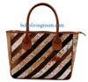 Cowhide tote bag leather shoulder handbag patchwork