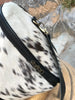 Black White Cowhide Duffle Bag with Shoulder Strap
