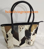 Cowhide tote bag leather patchwork shoulder handbag