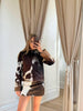 Tricolor Hair On Cowhide Print Jacket Women