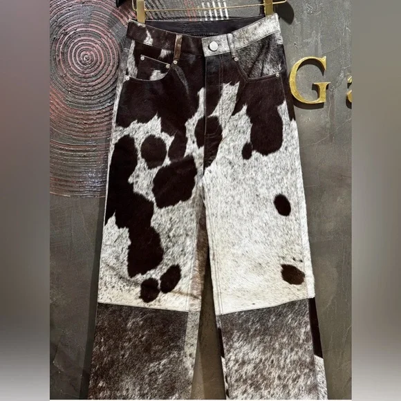 Hair on cowhide western pants for rodeo outfits