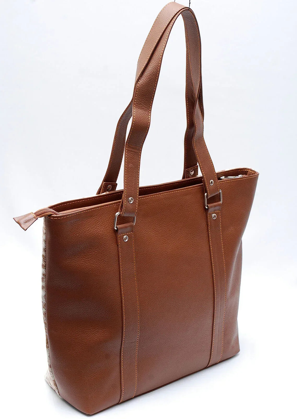 Cowhide Tote Bag Light Brown Leather Handbag Women