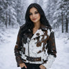 Western cowhide fur biker jacket for women western wear