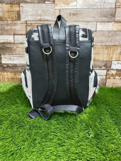 cowhide backpack black white leather backpack purse