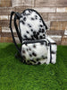 cowhide backpack black white leather backpack purse