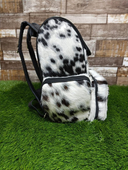 cowhide backpack black white leather backpack purse