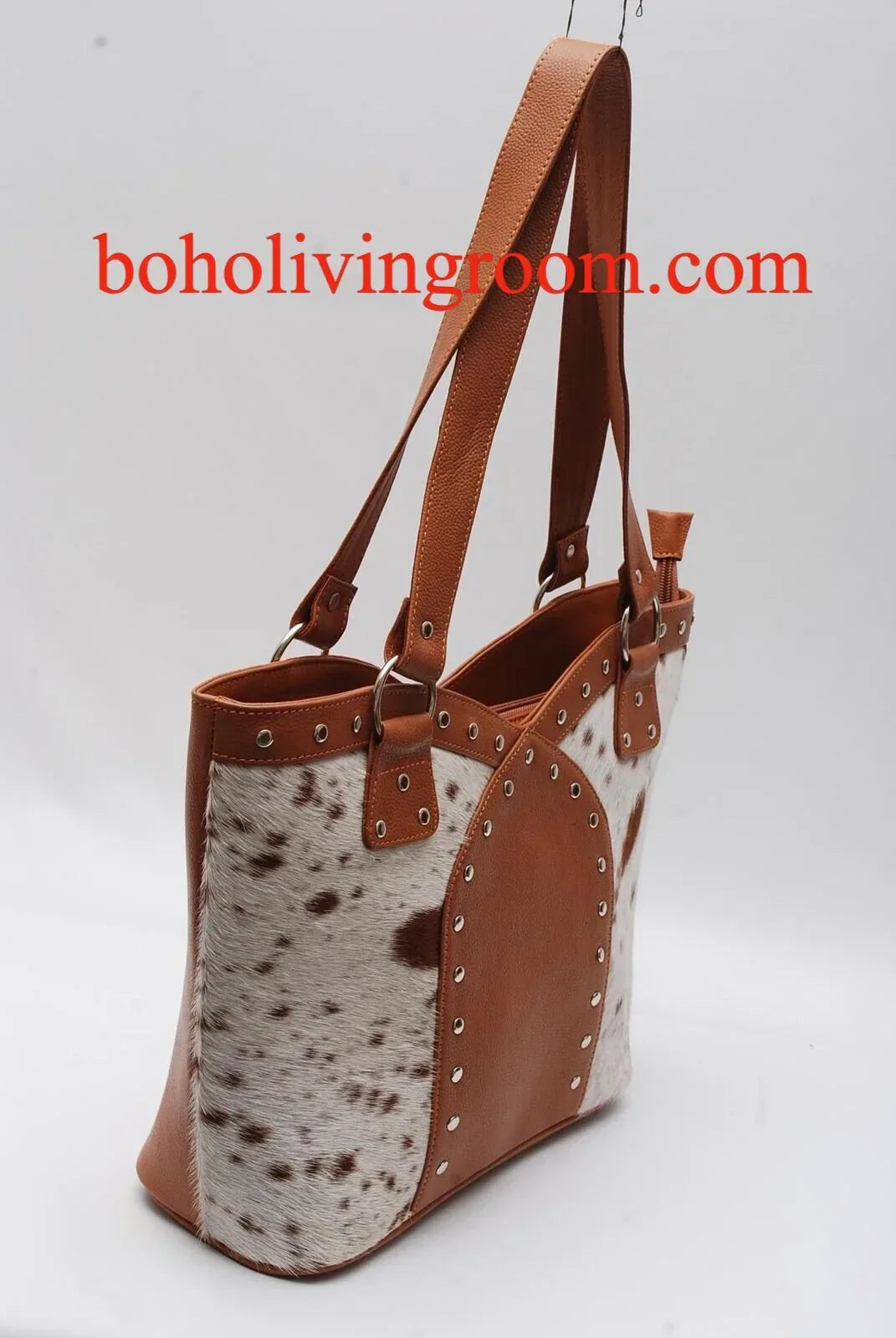 Cowhide tote bag leather shoulder handbag brown