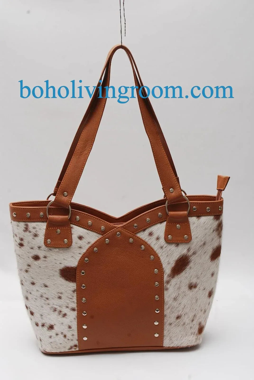 Cowhide tote bag leather shoulder handbag brown