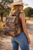 Dark brown hair-on cowhide mommy backpack