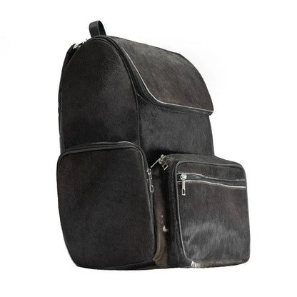 black cowhide backpack leather diaper travel bag
