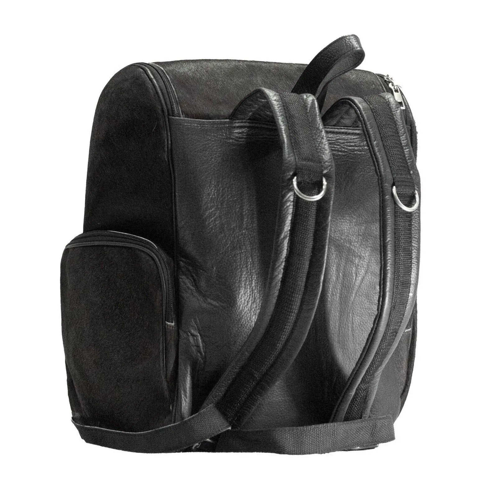 black cowhide backpack leather diaper travel bag