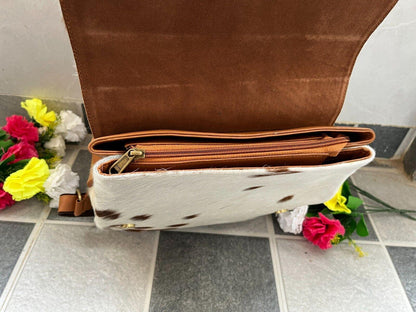 Spotted Cowhide Backpack Brown White Hair On Hide