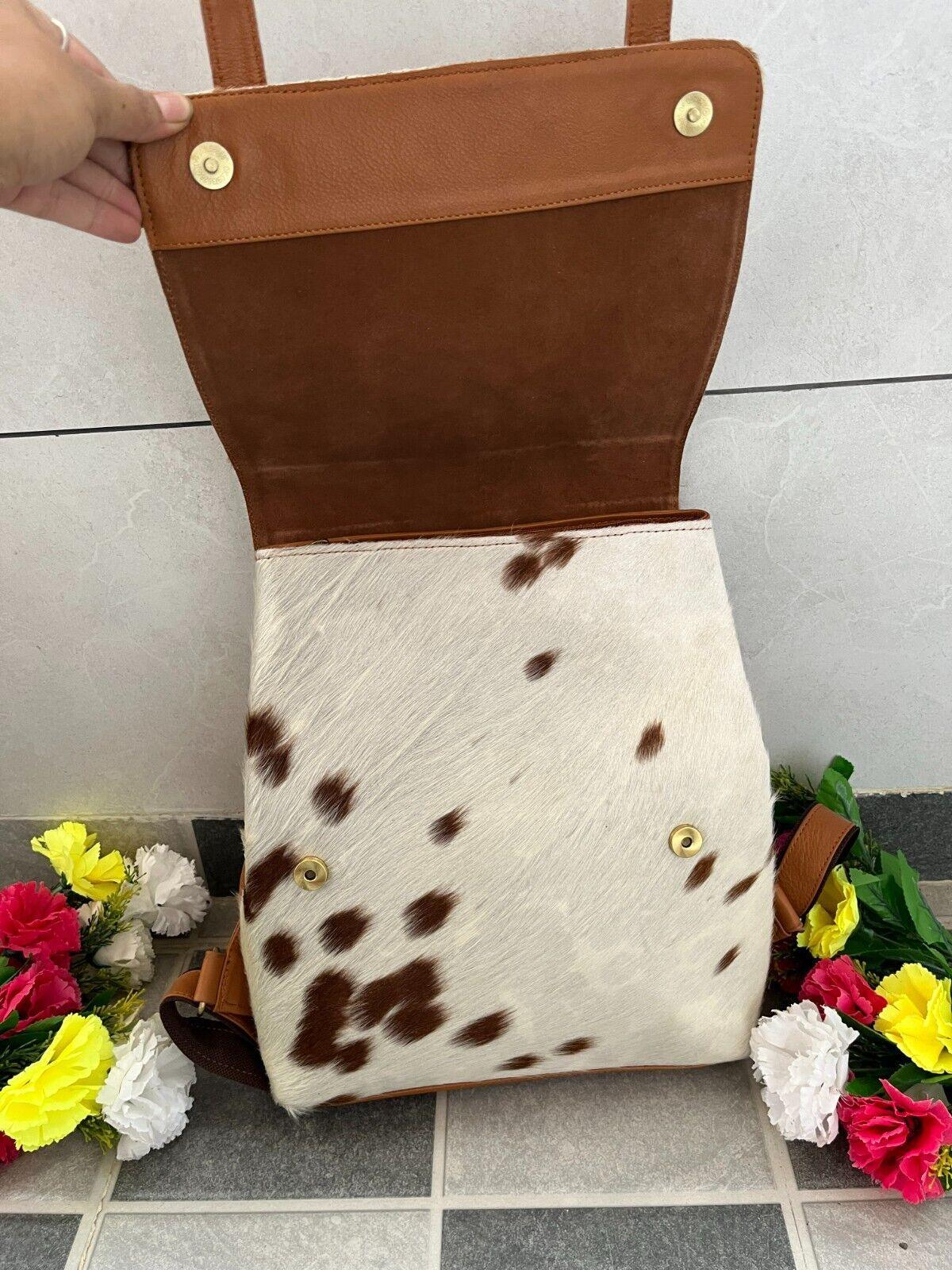 Spotted Cowhide Backpack Brown White Hair On Hide