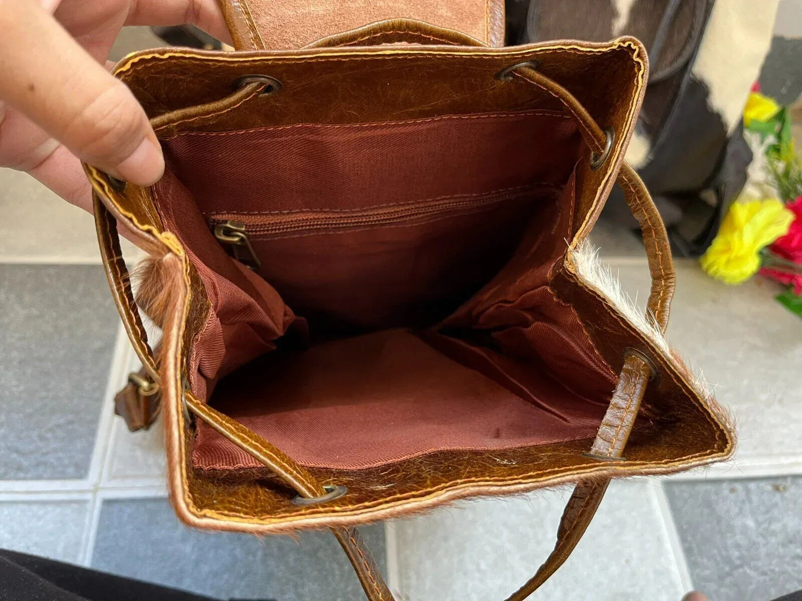 Cowhide Backpack Purse Leather Hair On Hide
