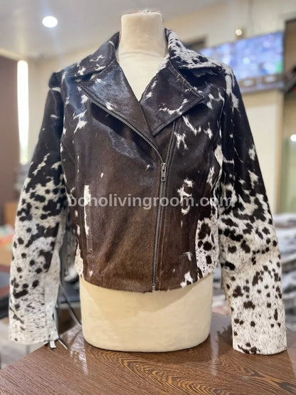 Cowhide Fringe Jacket Womens Hair On Hide Cowhide Jacket