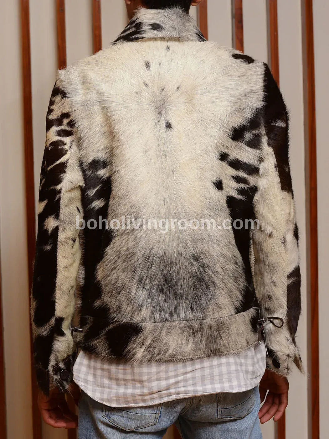 Long Sleeve Hair On Cowhide Jacket