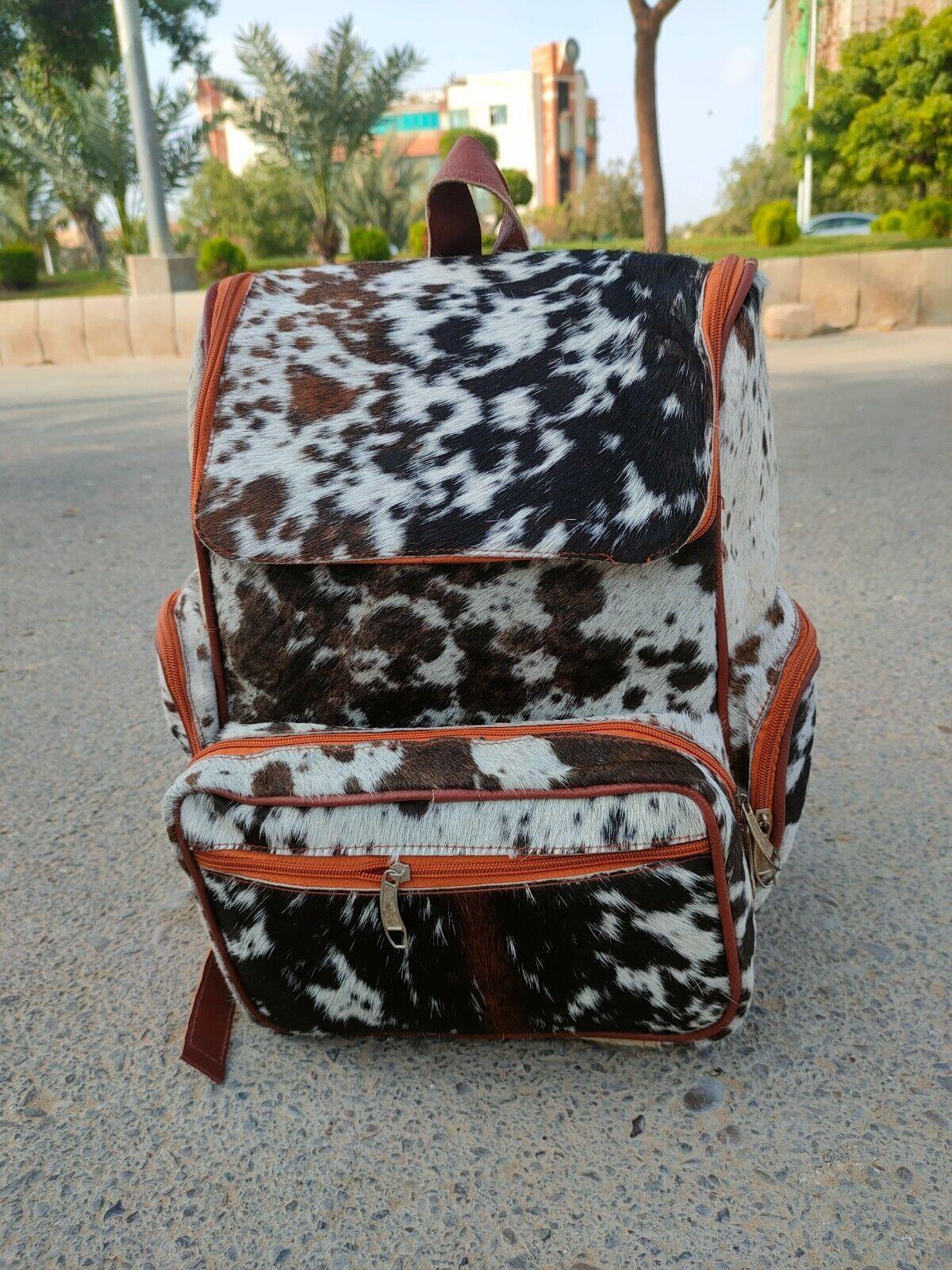 tricolor cowhide backpack speckled leather travel bag