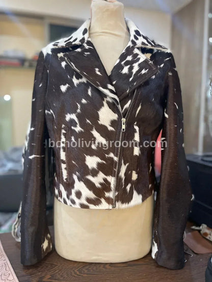 Handmade Cowhide Jacket Womens – Hair On Hide Biker Jacket