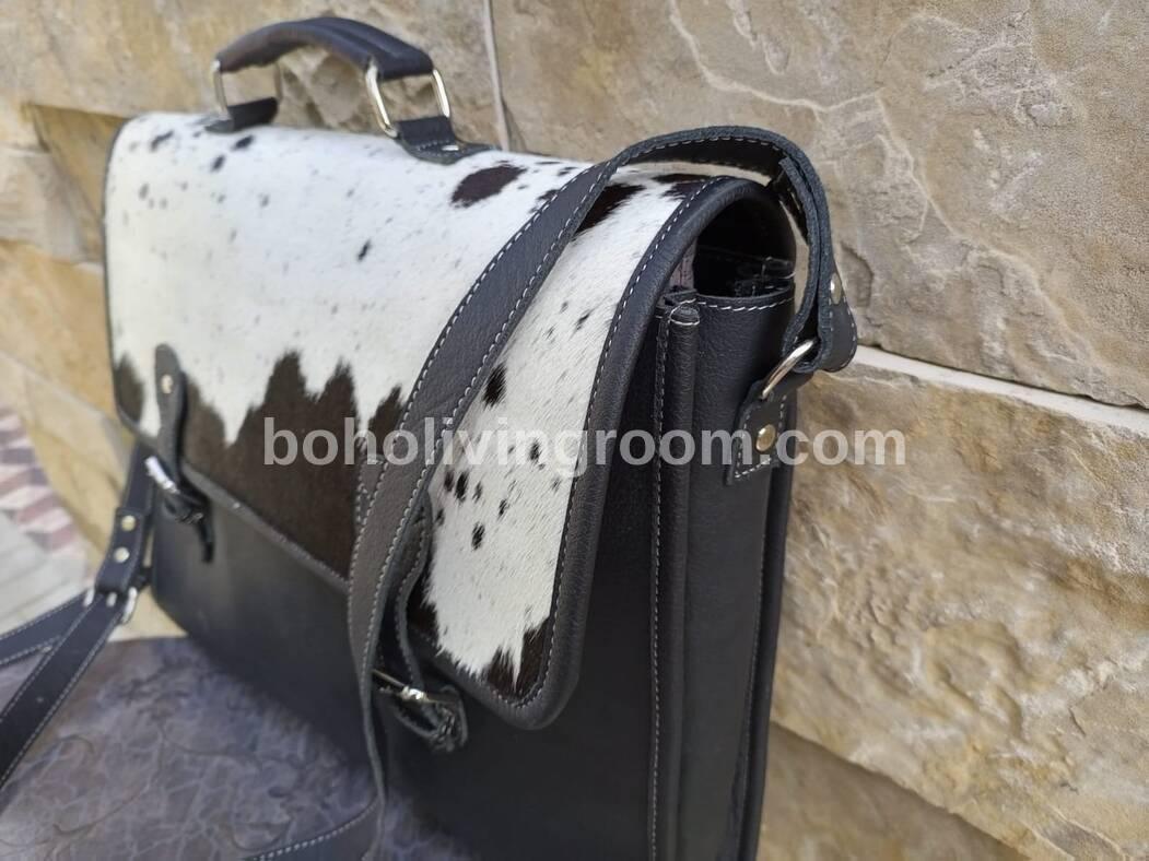 Hair On Cowhide Briefcase Bag Leather Office Laptop