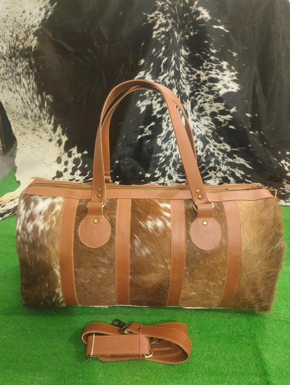 cowhide travel duffel bag real leather overnight
