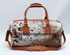 cowhide duffle bag speckled travel luggage bag