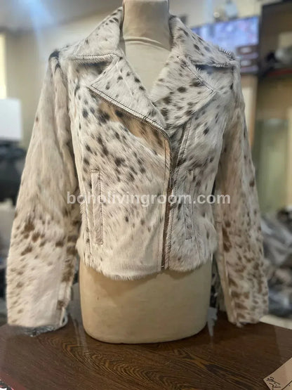 Spotted Cowhide Jacket Womens – Hair On Hide Fringe Jacket