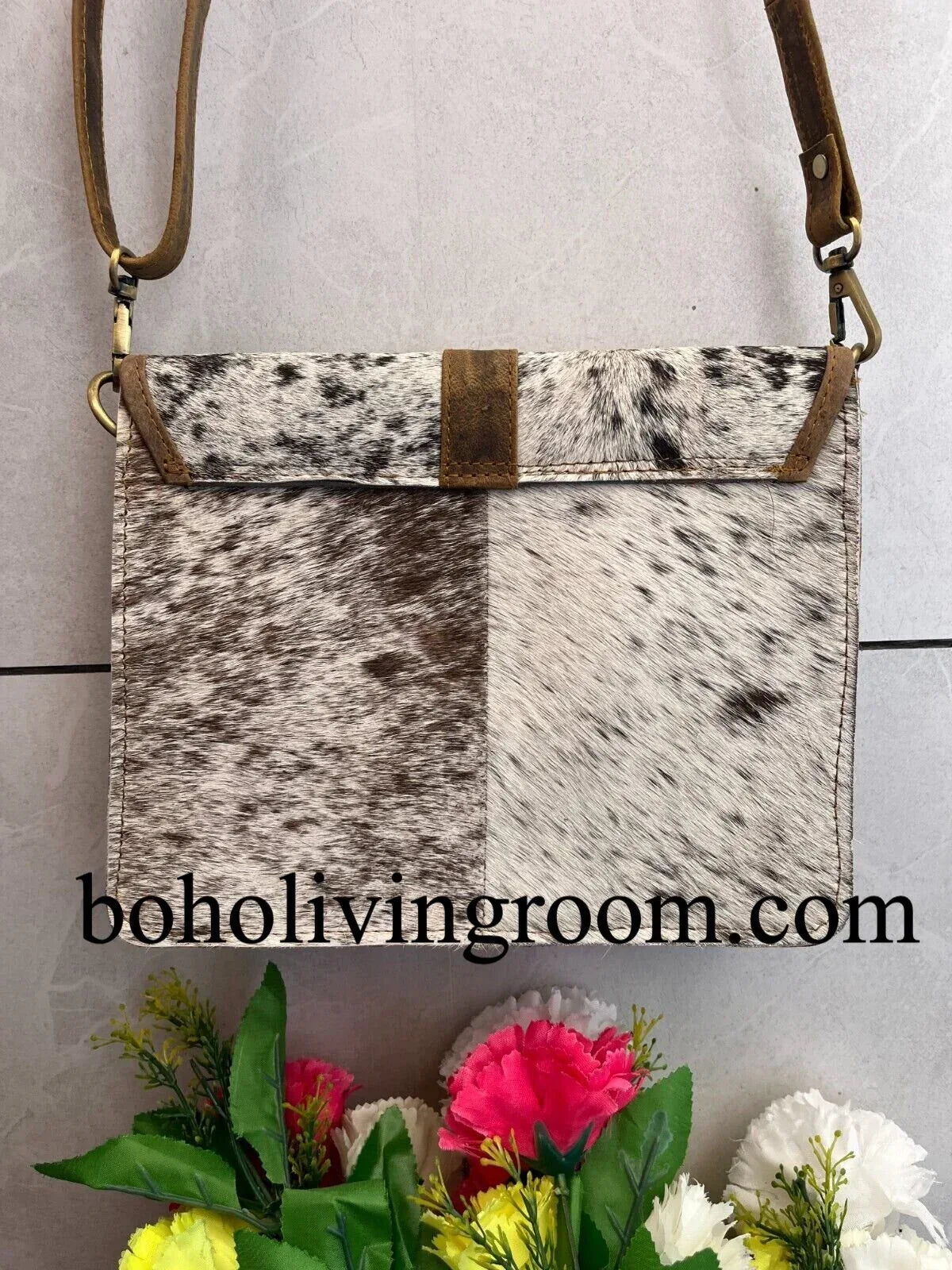 cowhide fur crossbody bag women cow hair leather purse