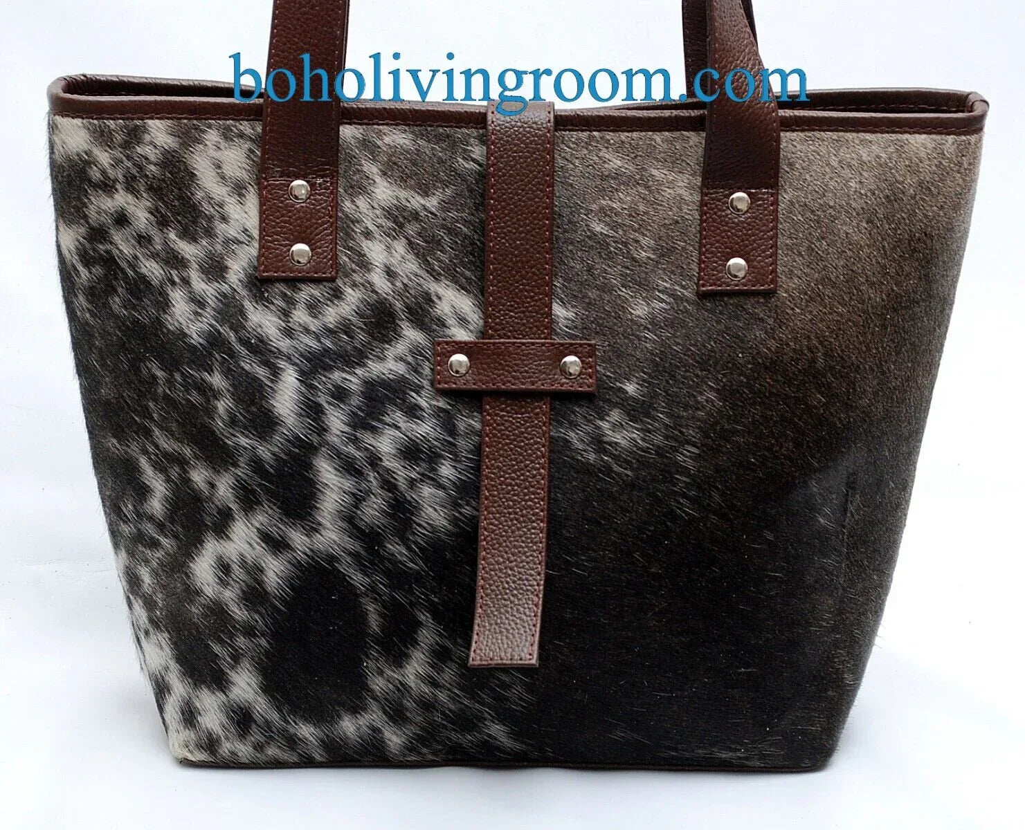 cowhide tote bag speckled hair leather handbag for women