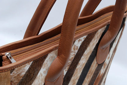 Cowhide tote bag leather shoulder handbag patchwork
