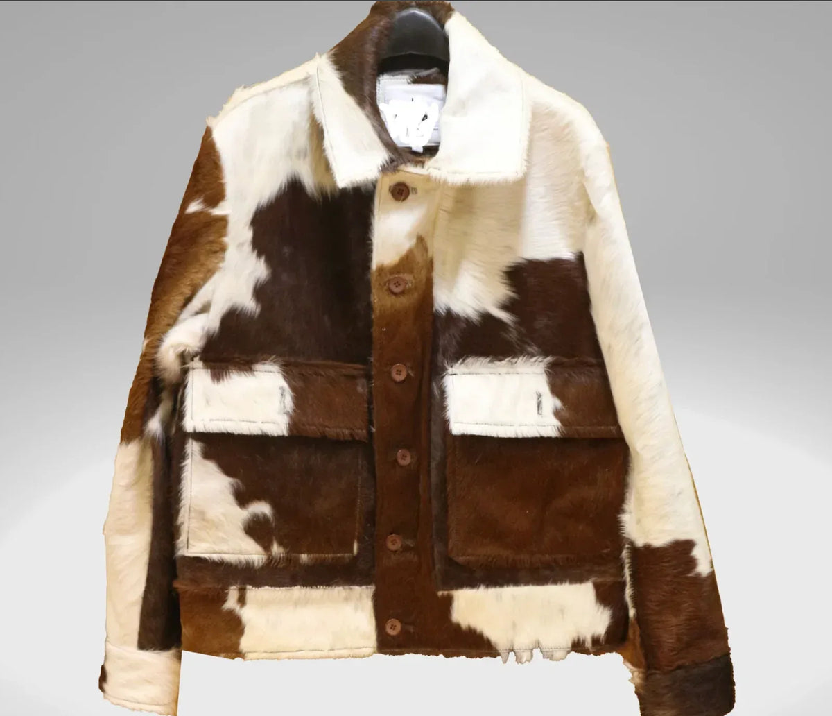 Women’s Cowhide Jacket Brown White Hair-On Hide