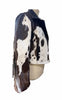 cowhide jacket black white motorbike design