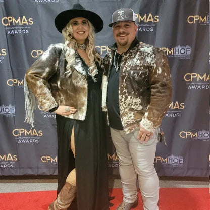 cowhide jacket natural fur hair on hide